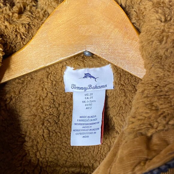 Boys 2T Corduroy Fleece Lined Tommy Bahama Puffer Vest With Hood - Picture 6 of 10